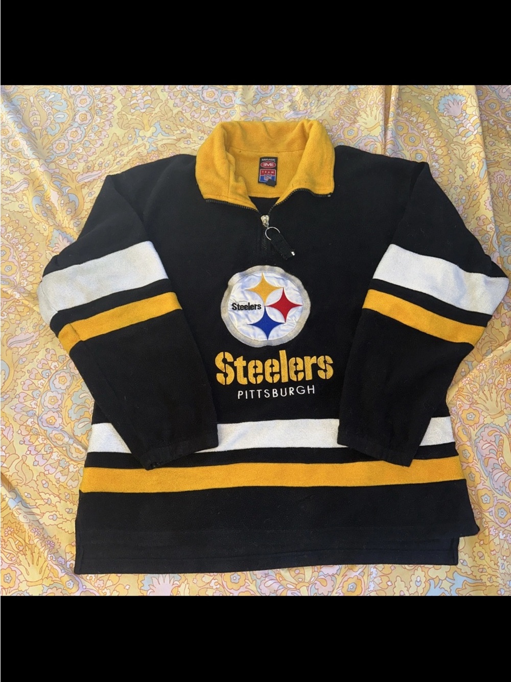 Pittsburgh Steelers Sweatshirt Mens Black NFL Football Mirage Quarter Zip